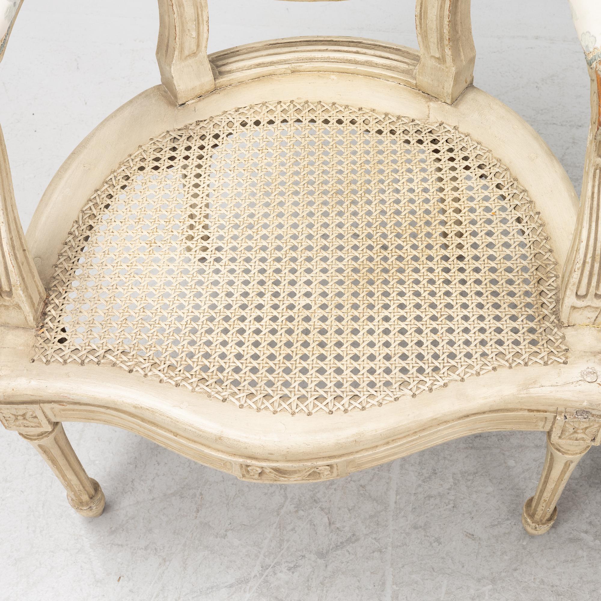 A pair of French Louis XVI-style chairs, 19th Century.