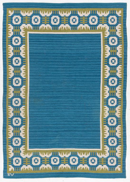 Berit Woelfer, Rug, flat weave, signed BW, approx. 199 x 139 cm.