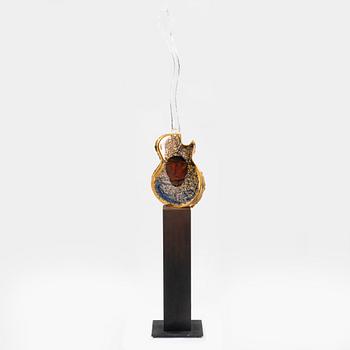 Kjell Engman, skulptur, glas, "Gitarr", Kosta Boda Unique.