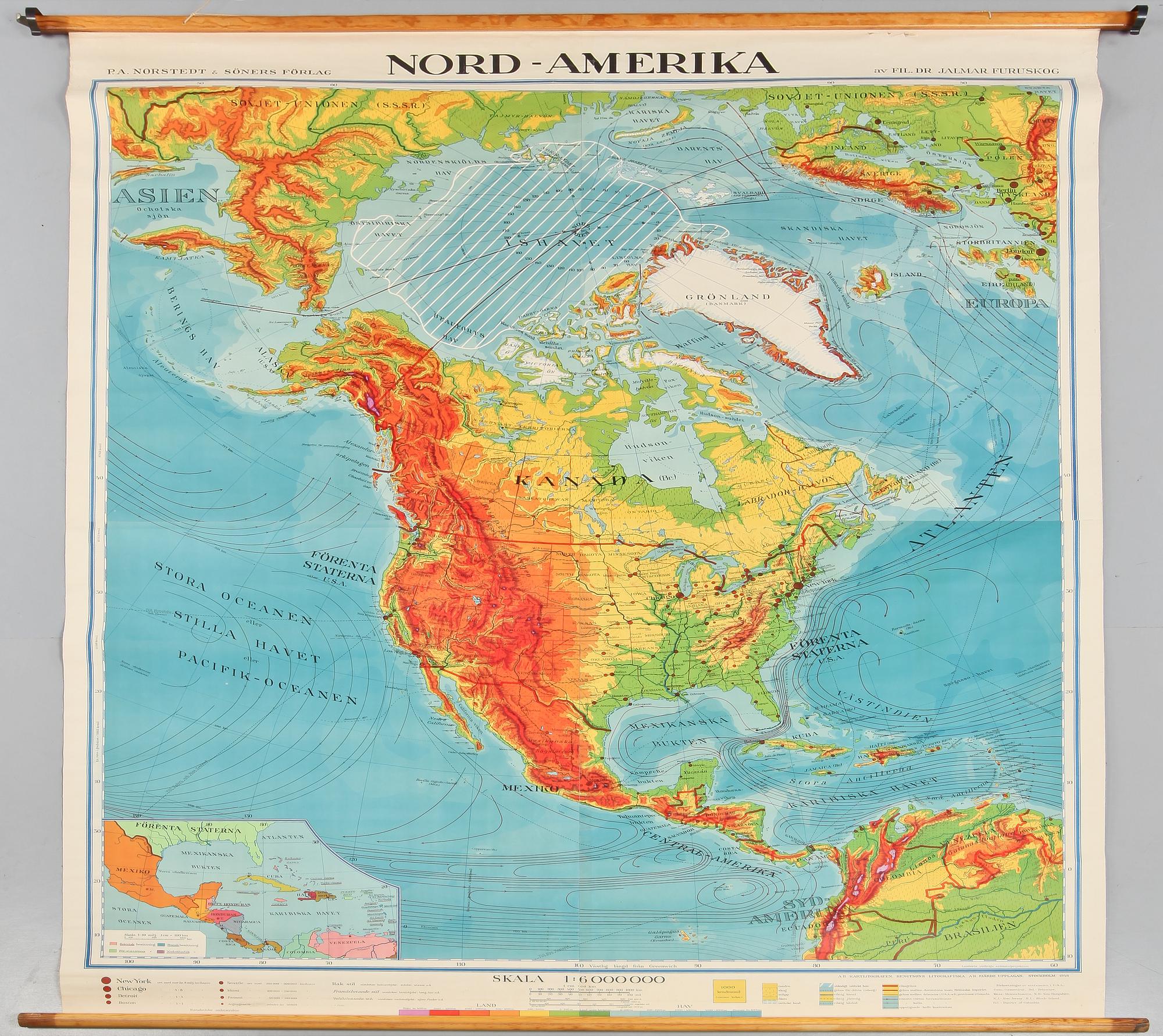 SKOLKARTA, P.A Norstedt & Söners Förlag, omkring 1900-talets mitt.