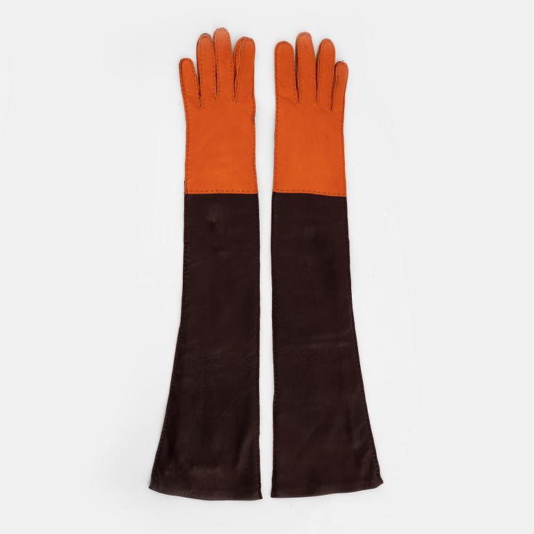 Prada, high leather gloves, size 6 1/2.
