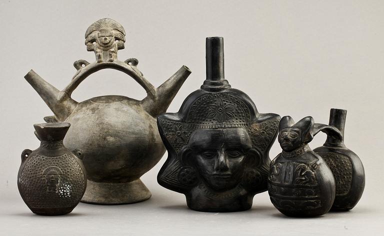 KÄRL, 4 st, lergods, troligen Chimu, Peru, 1300/1400-tal.