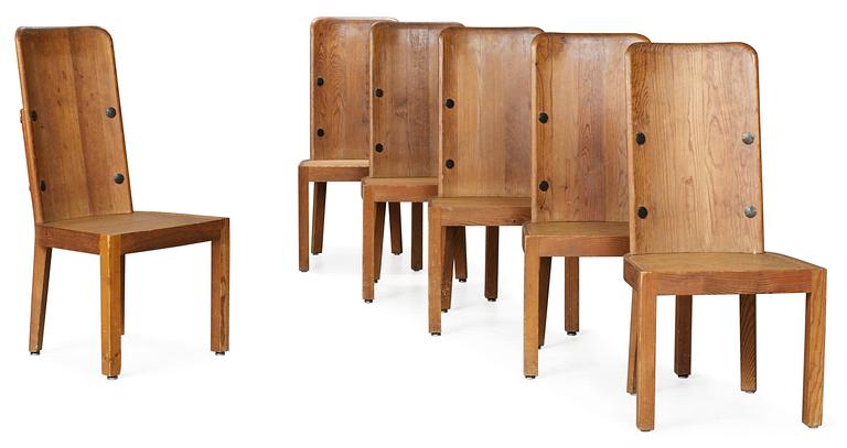 An Axel-Einar Hjorth suite of 6 pine chairs "Lovö", NK 1930's.