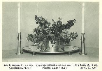 Firma Svenskt Tenn, a pewter and mirror glass surtout de table model "934 a", Stockholm 1931.