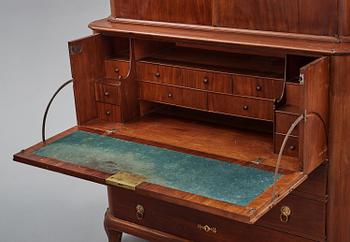 A Swedish rococo mahogany writing cabinet attributed to N. Dahlin (master in Stockholm-1761-87).