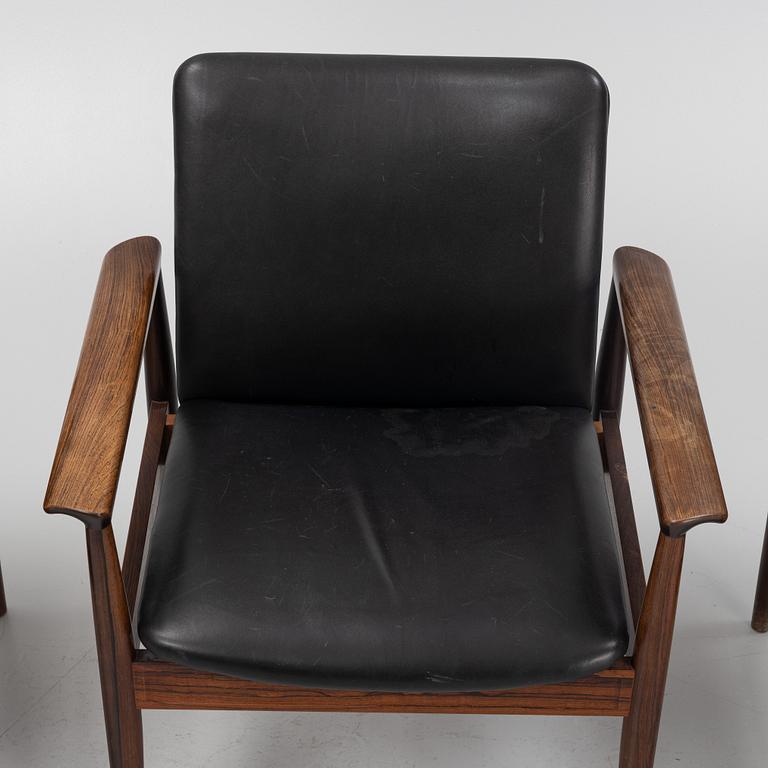 Finn Juhl, three 'Diplomat' armchairs, France & Son, Denmark, 1960's.