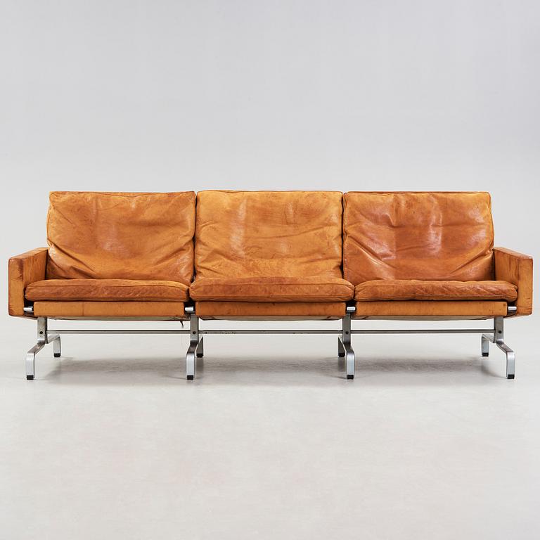 A Poul Kjaerholm three seated 'PK-31-3' brown leather sofa by E Kold Christensen, Denmark 1960's.