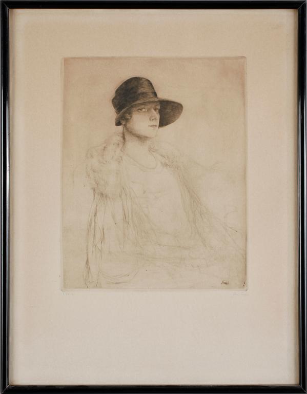 AXEL FRIDELL, torrnålsgravyr, sign.