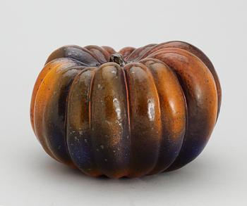 A Hans Hedberg faience pumpkin, Biot, France.