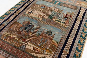 Carpet, Tabriz, figural, approx. 260 x 180 cm.