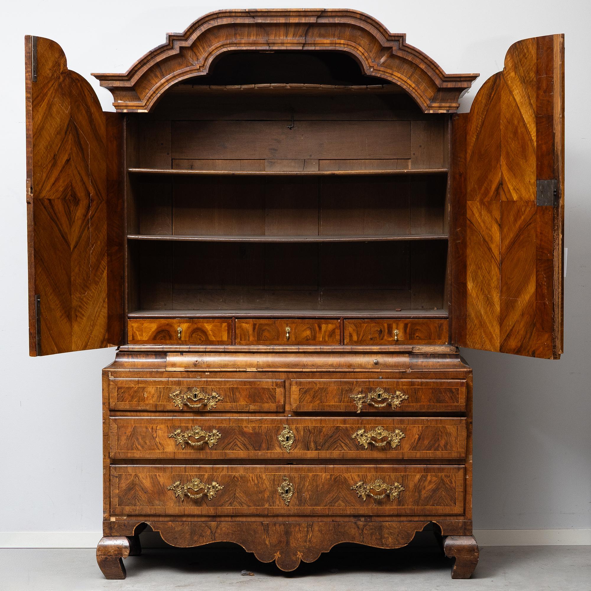 A rococo parquetry cabinet, Stockholm, later part 18th century.