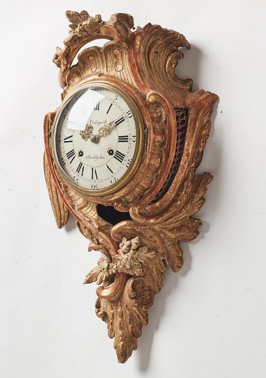 A Swedish Rococo 18th century wall clock.