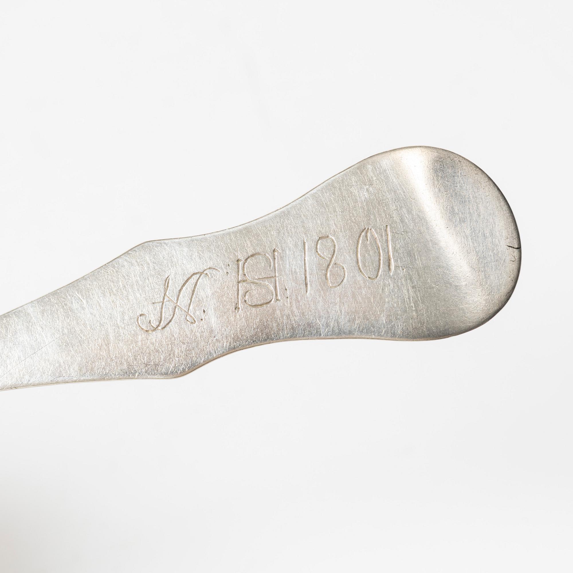 Johan Henrik Frodell, matskedar 4 st, silver, Stockholm 1801.