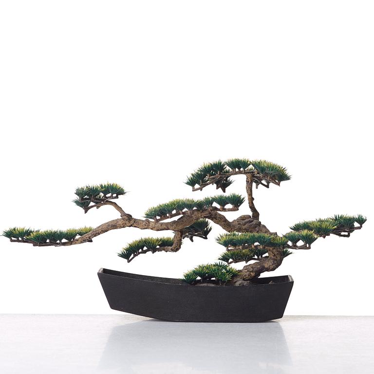 Estrid Ericson, an elastoline bonsai tree mounted in a Japanese cast iron pot, Svenskt Tenn, Sweden, mid 1900's, provenance E. Ericson.