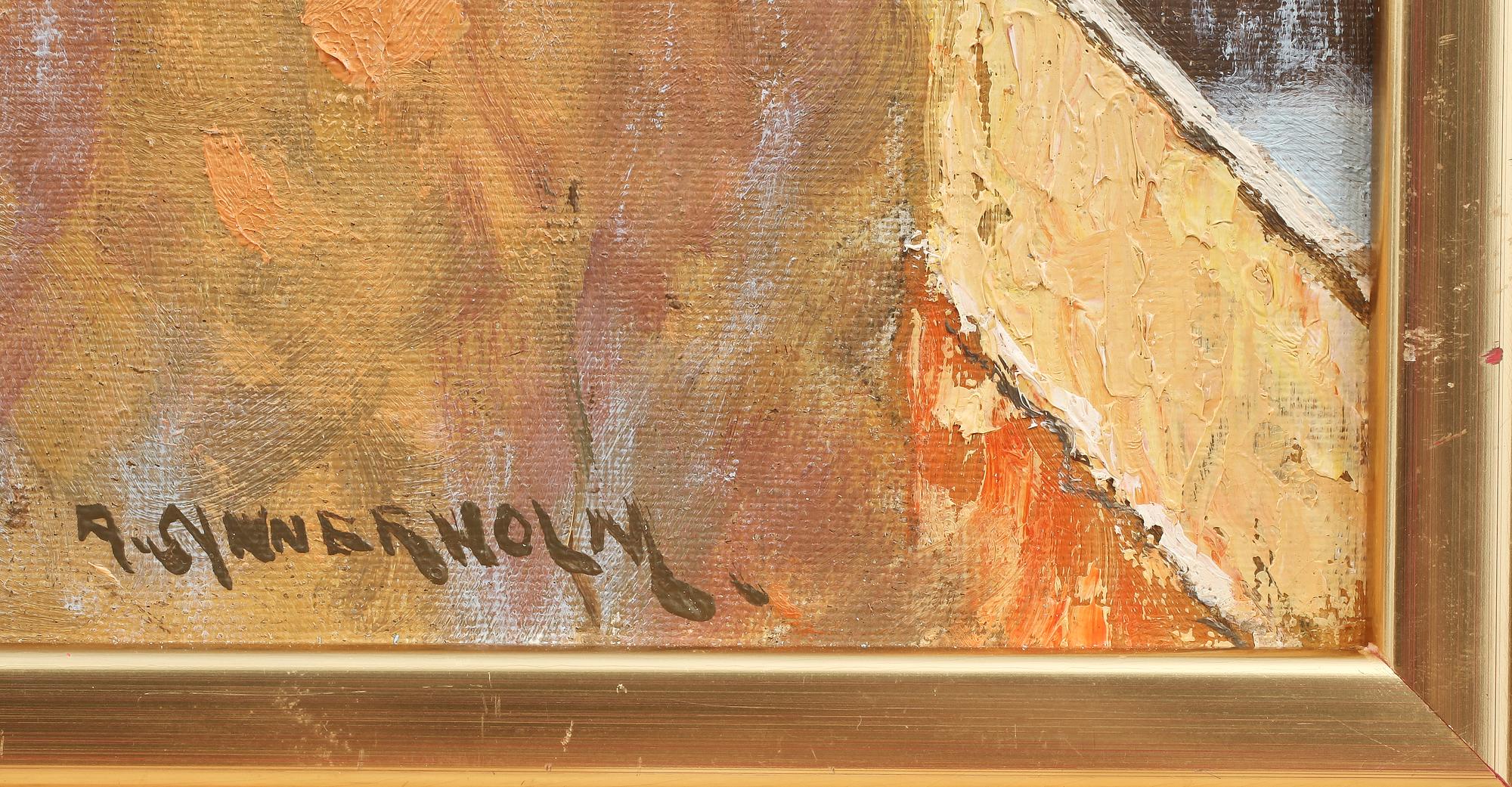 OKÄND KONSTNÄR, olja på duk, sign A Synnerholm. 1900-talets senare hälft.