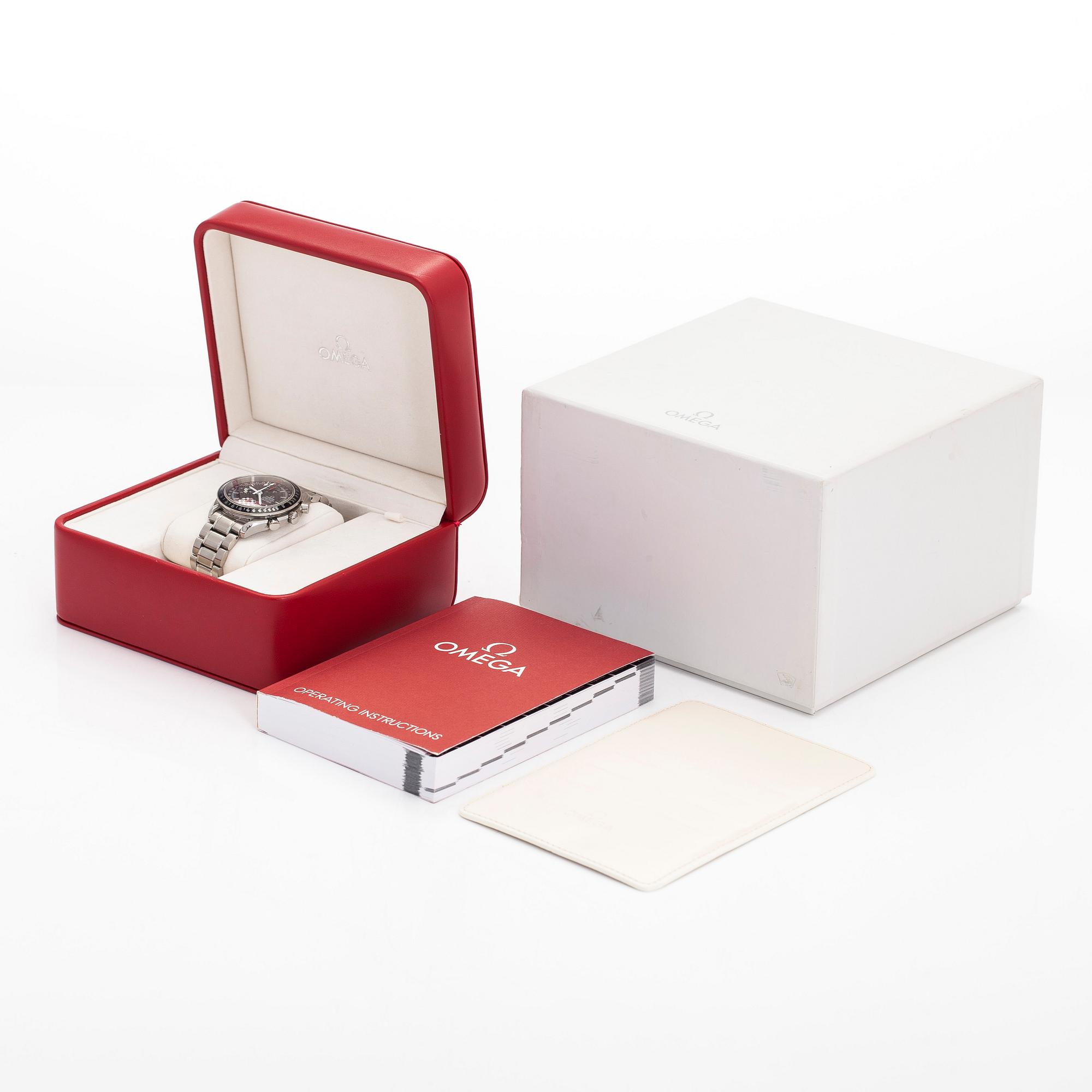 Omega, Speedmaster, Racing, Triple Date, "Michael Schumacher World Champion 2002", chronograph, wristwatch, 39 mm.