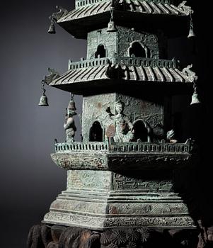 A large bronze pagoda, Qing dynasty (1644-1912).