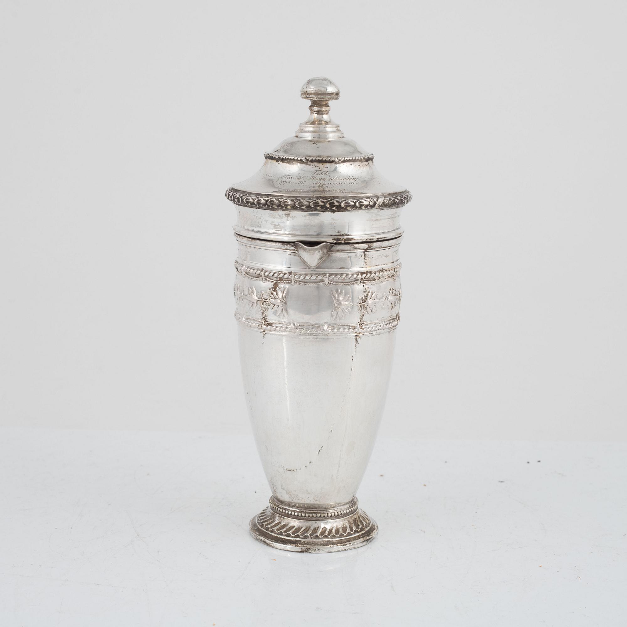 A Swedish Silver Cocktail Shaker, mark of CG Hallberg, Stockholm 1905.