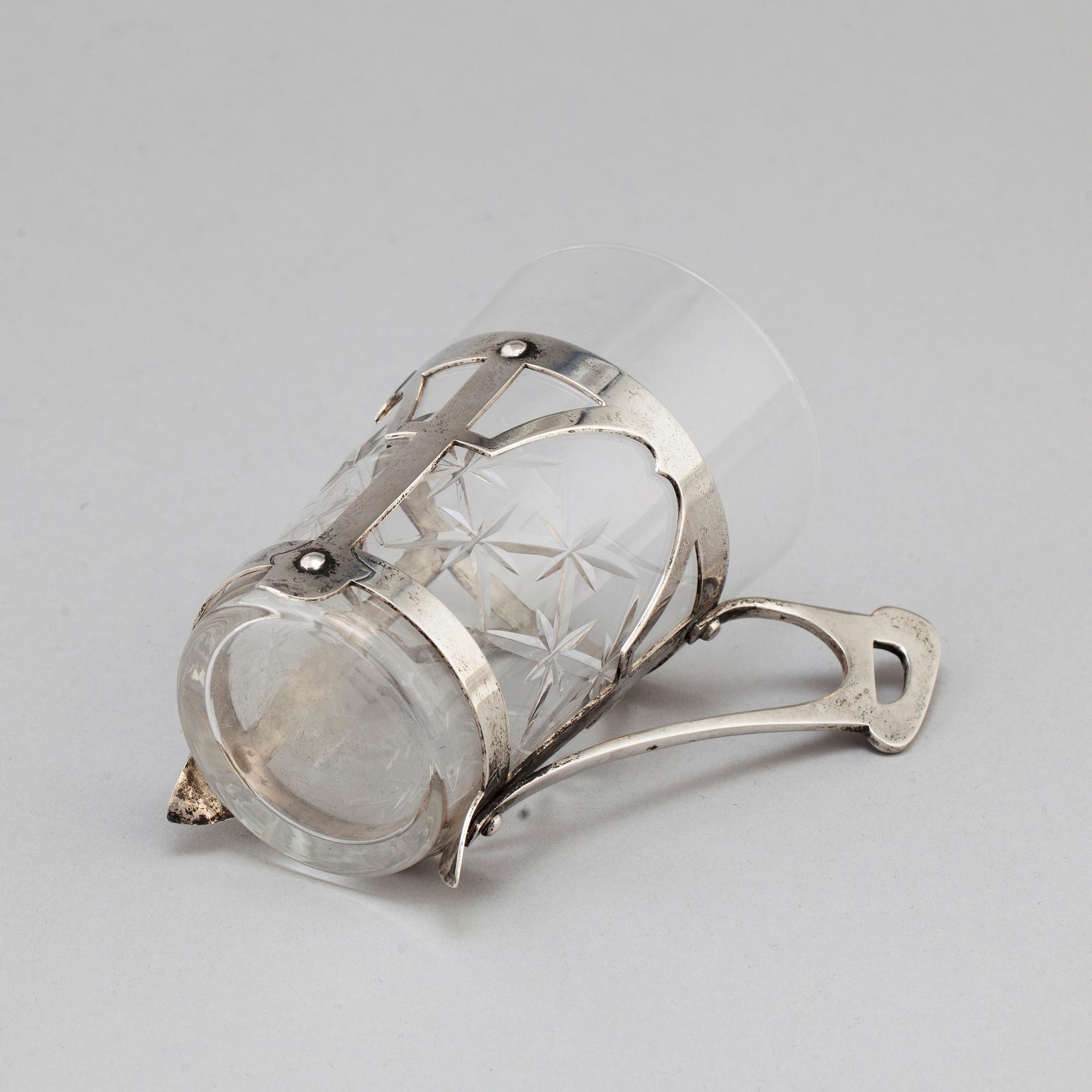 DAVID ANDERSEN, teglas, silver, Oslo omkring 1900, jugend.