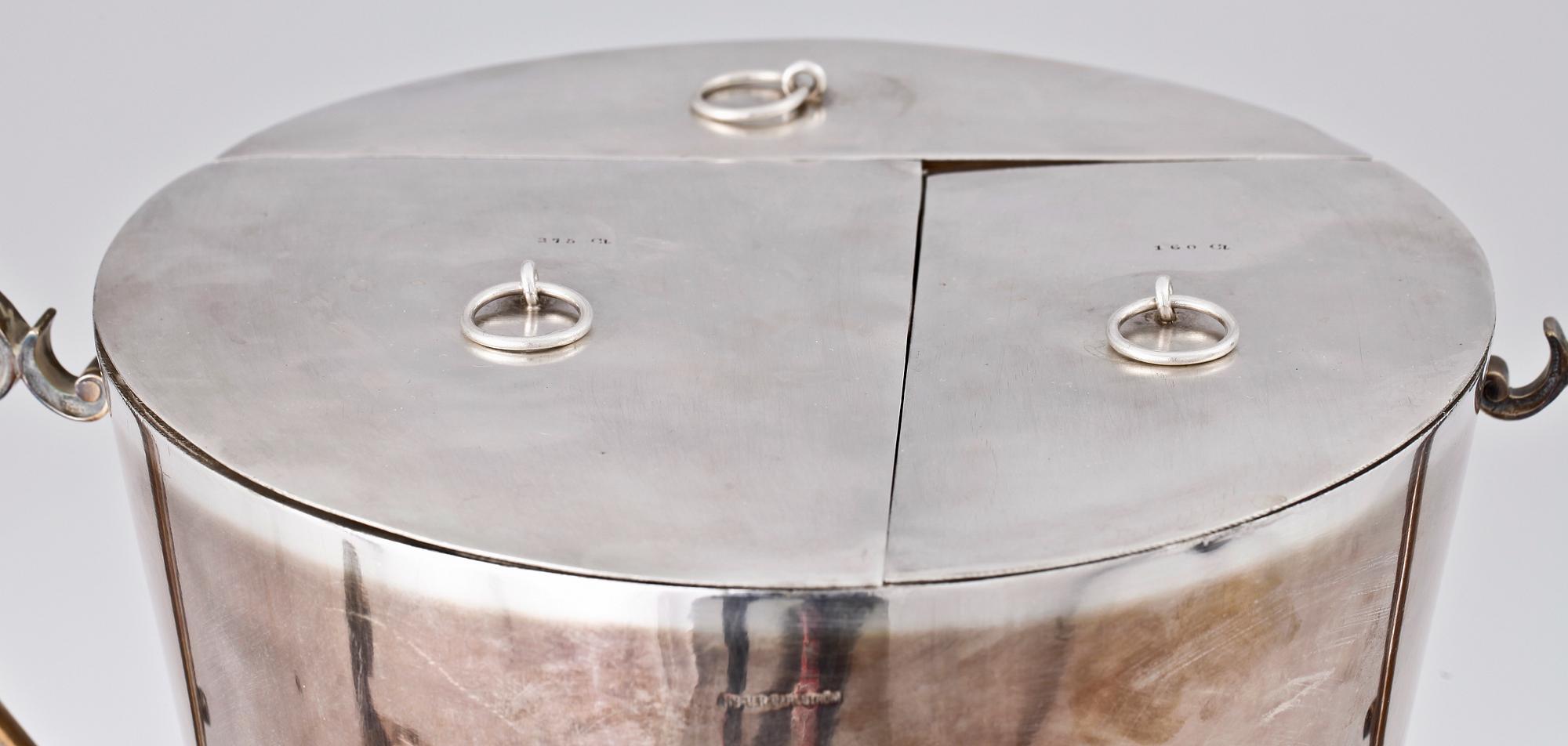 BRÄNNVINSCISTERN, nysilver, CR Carlström, omkring 1900.