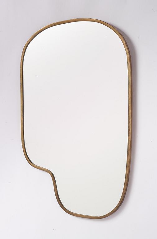 A Swedish Modern brass framed mirror, 1940-50s.