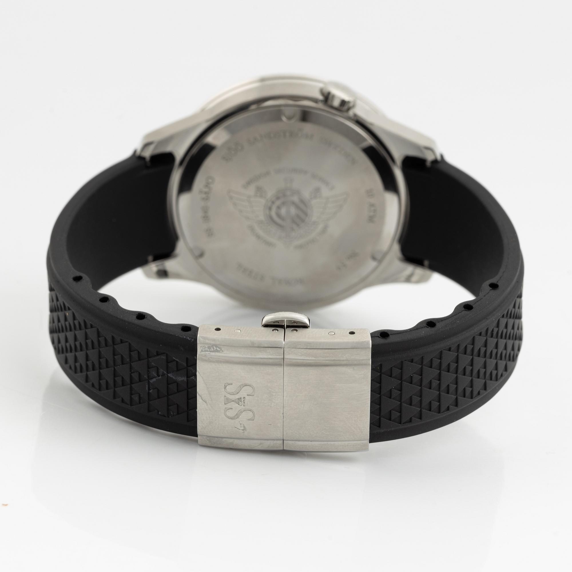 Sjöö Sandström, Royal Steel, Worldtimer, "SÄPO/Swedish Security Service", wristwatch, 41 mm.