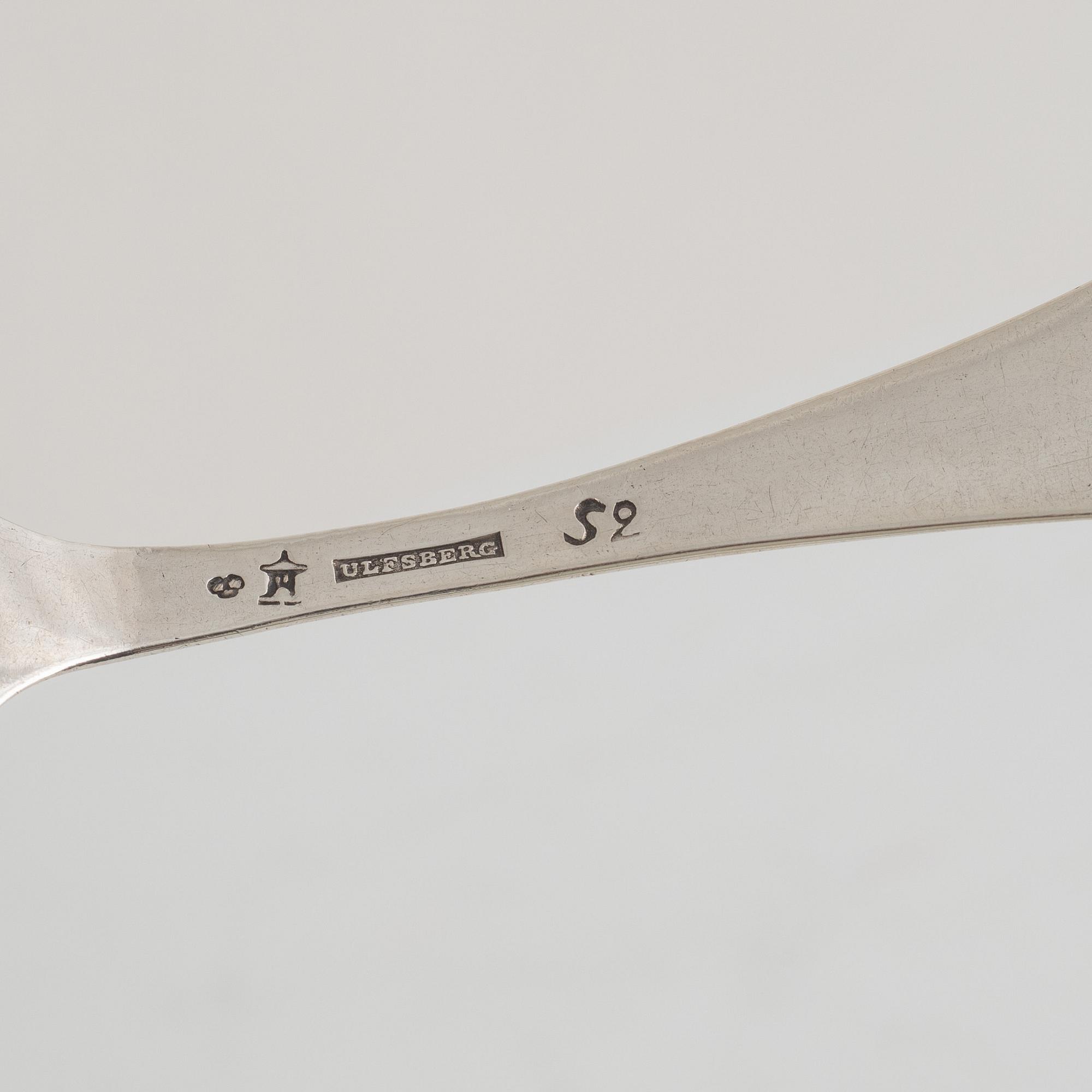 Skedar, 11 st, silver, bl.a. Gottfried Dubois, Stockholm 1743.