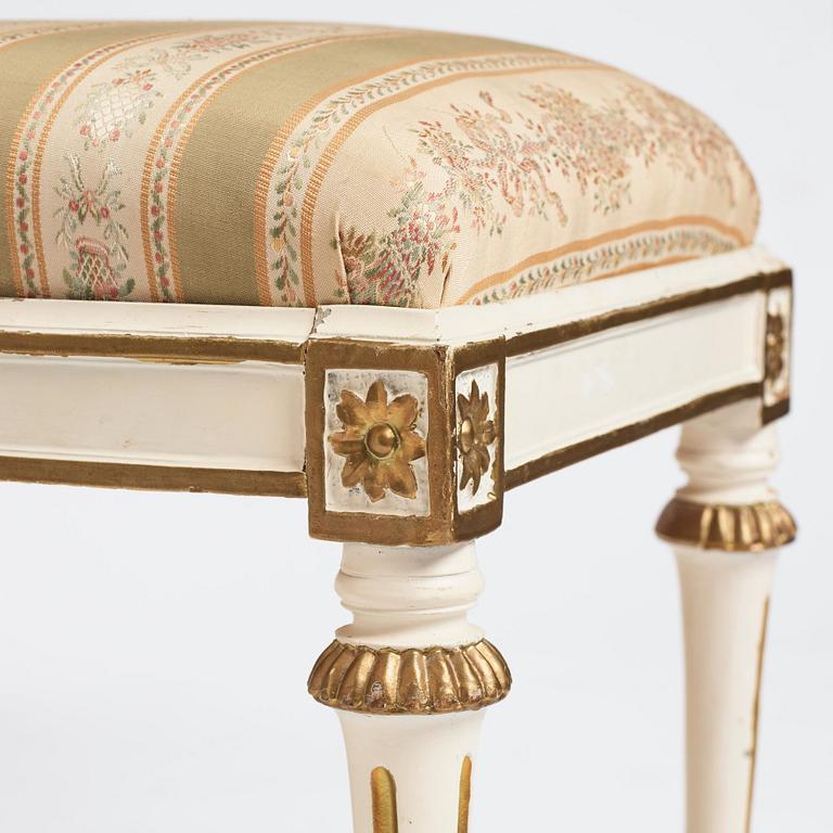 A set of four Gustavian stools by J E Höglander (master in Stockholm 1777-1813).