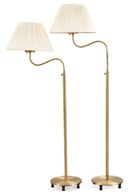 Two Josef Frank brass floor lamps, Svenskt Tenn, model 2568.