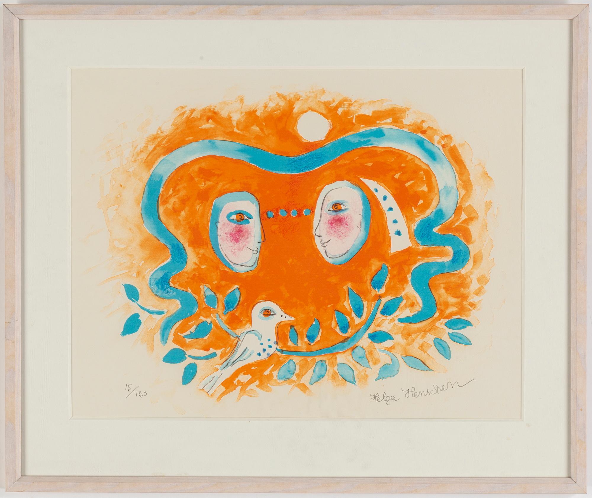Helga Henschen, litografi, signerad och numrerad 15/120.