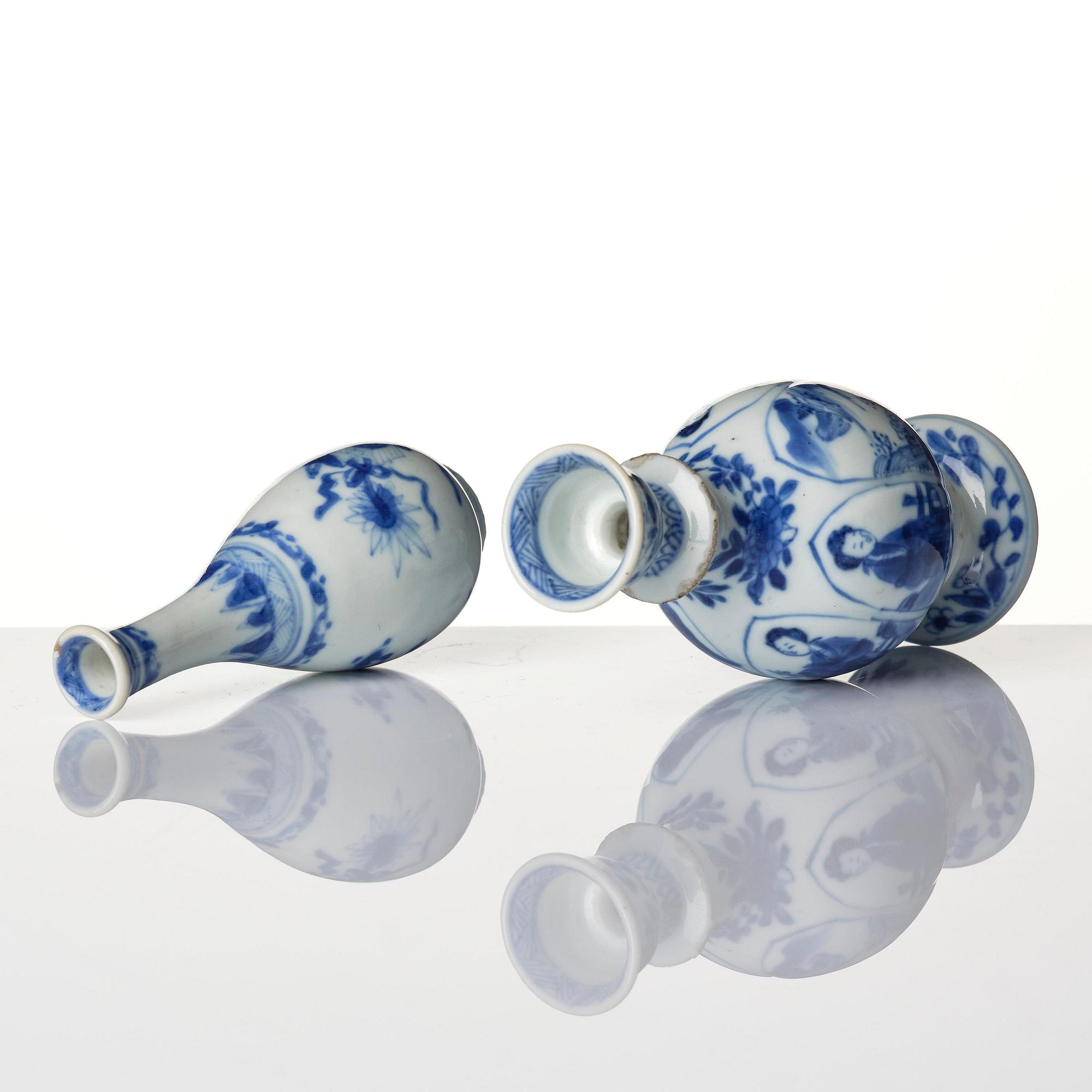 A group of four blue and white miniatures, Qing dynasty, Kangxi (1662-1722).
