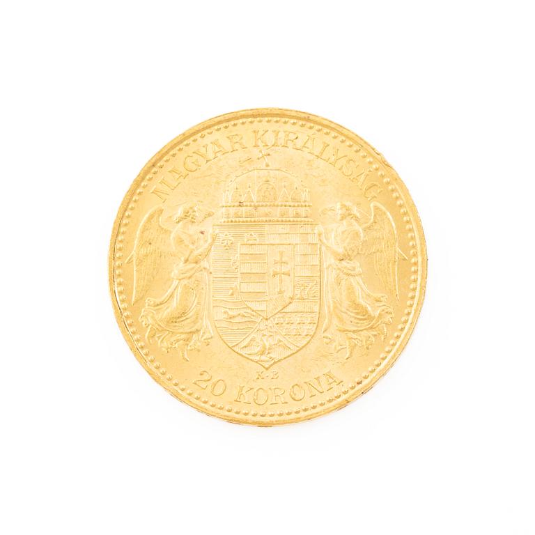 Gold coin, Hungary, 20 Korona, 1892.