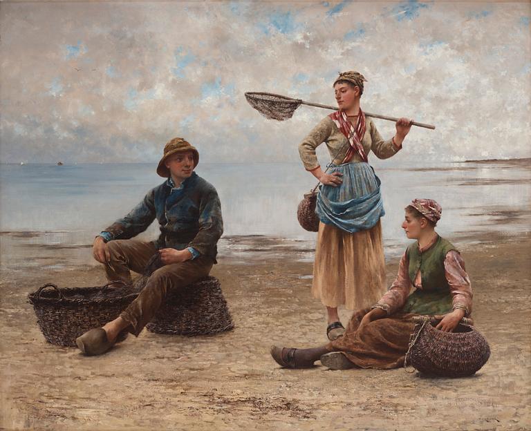 August Hagborg, Musselplockerskor på stranden.