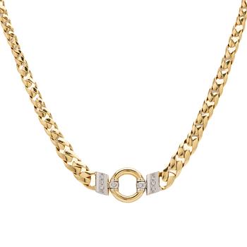 18K gold necklace with diamonds.