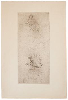 Henri de Toulouse-Lautrec, dry point etching, signed in the plate, 1898.