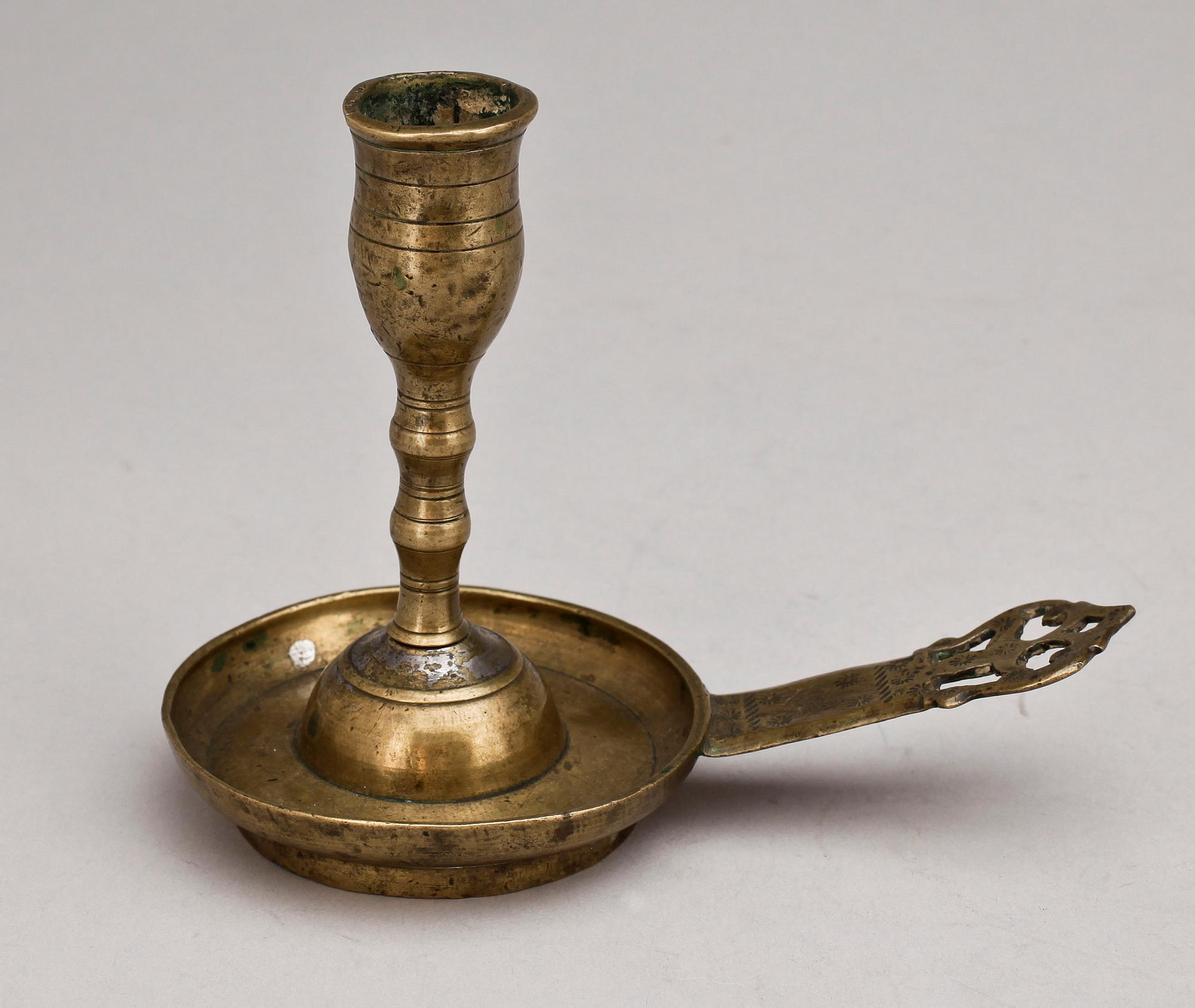 NATTLJUSSTAKE, mässing, 1600/1700-tal.