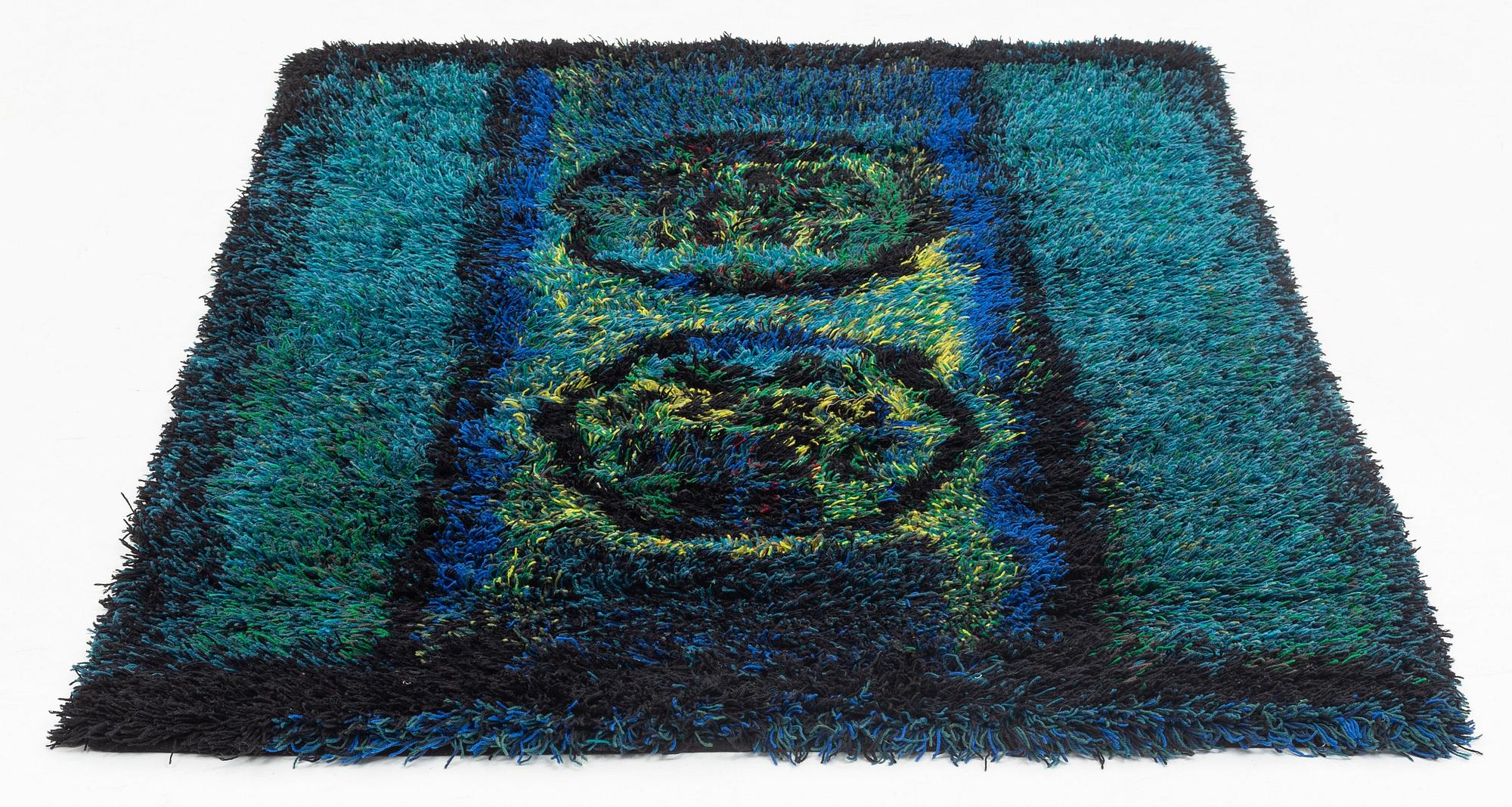 Leena-Kaisa Halme, matta, "Kuutamo" (Månsken). rya, ca 176 x 119 cm, Osakeyhtiö Neovius, Finland.