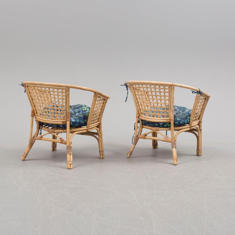 GARDEN FURNITURE, four pieces, rattan, end of the 20th century.