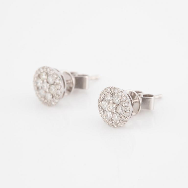 Earrings, 18K white gold with brilliant-cut diamonds.