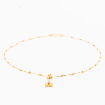Björn Weckström, Necklace, 18K gold with an octagonal-cut diamond, for Lapponia. Finland, 1978.