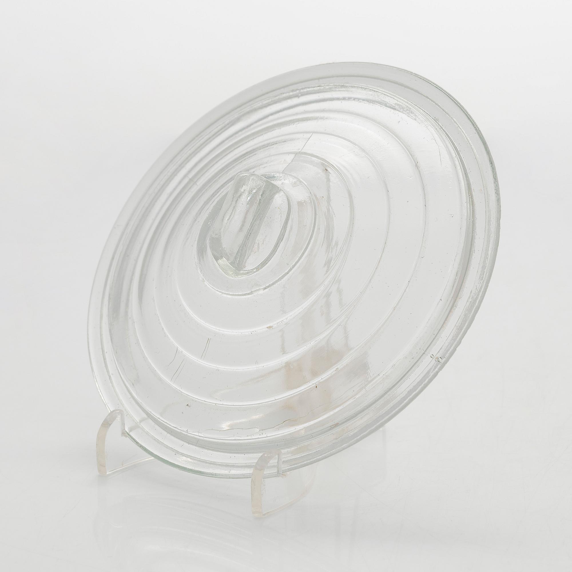 Aino Aalto, A 1940's butter box and plate, "Bölgeblick" for Karhula Glassworks, Finland.