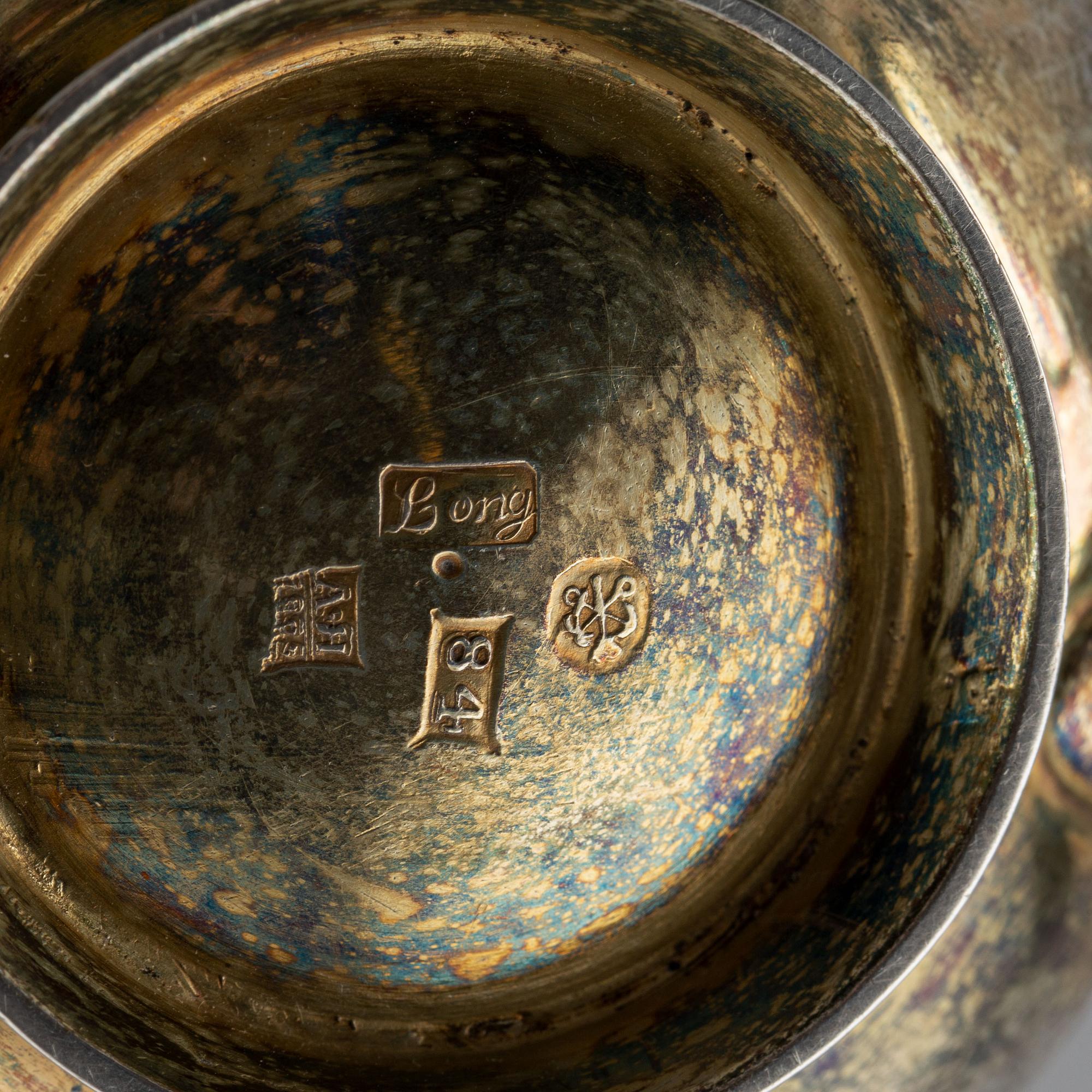 Six Russian silver pieces, mark of Wäkeva, Seipel and others, 18th/19th century.