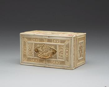 A ivory and bone box, Qing dynasty, 18th Century.