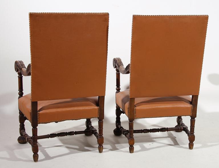 KARMSTOLAR, 1 par, barockstil. 1800/1900-tal.