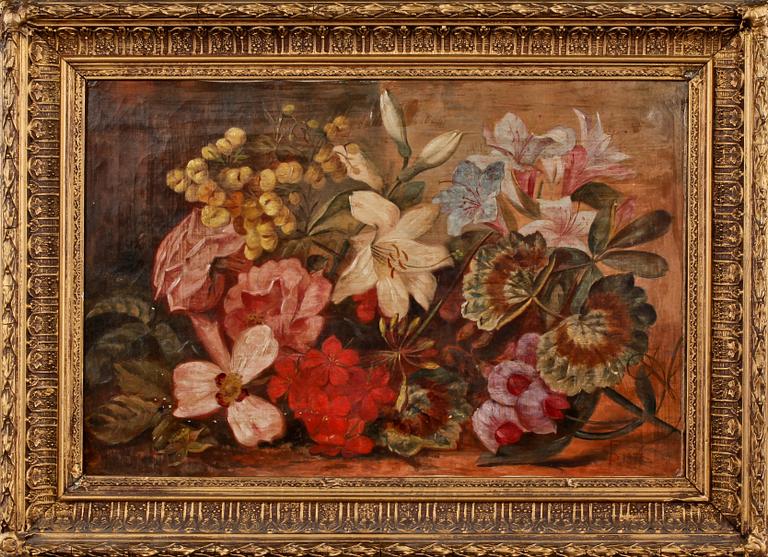 OKÄND KONSTNÄR, olja på duk, monogramsignerad, 1800-tal.