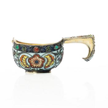 A Russian silver kovsh, Moscow, early 20th century.