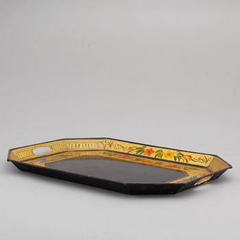 A lacquered tin tray, Sweden 19th C.