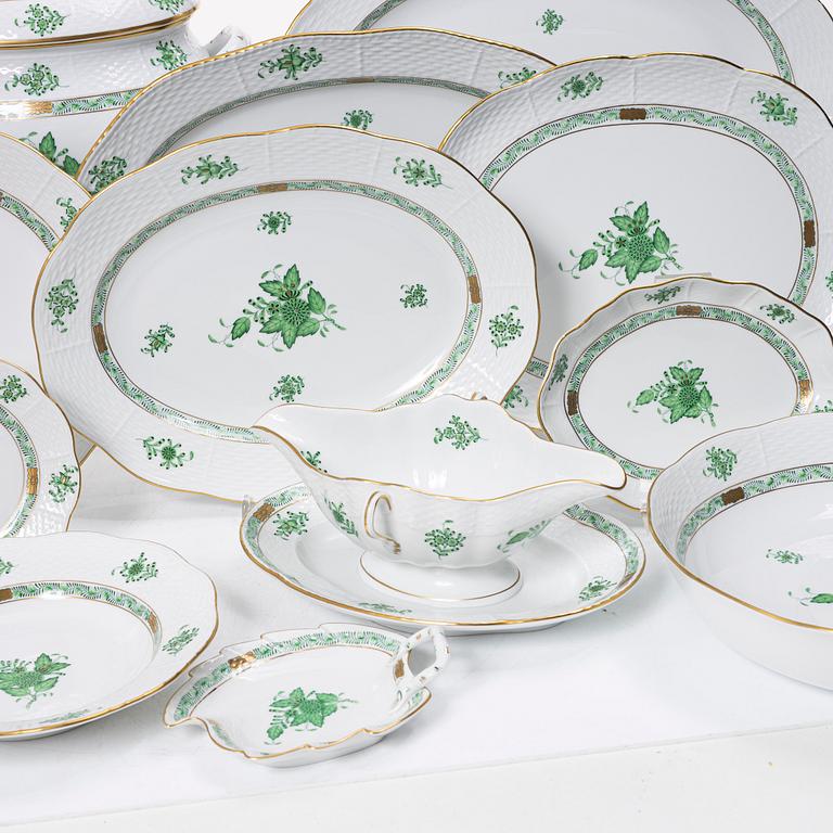 Herend, Service pieces, 59 pieces, "Chinese Bouquet"/ "Green Apponyi", Hungary.
