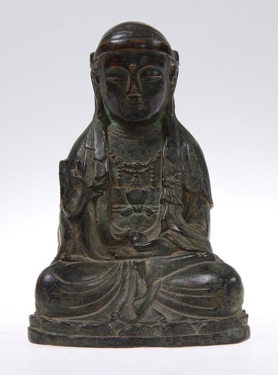 BUDDHAFIGUR, brons, Kina, troligen 1600/1700-tal.