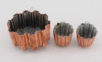 GLASSFORMAR, 3 st, koppar, 1800-tal.